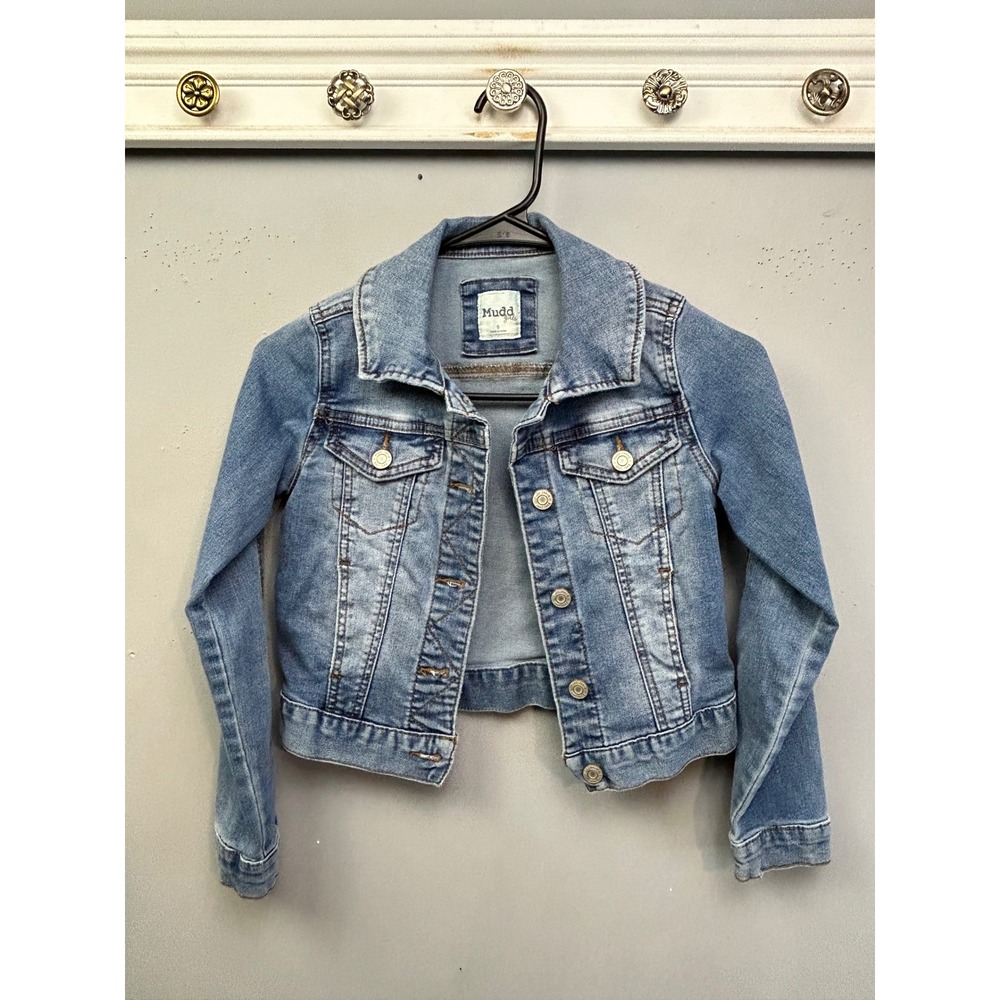 Mudd Denim Jacket Girls 8 Blue Trucker Classic Stretch Long Sleeve